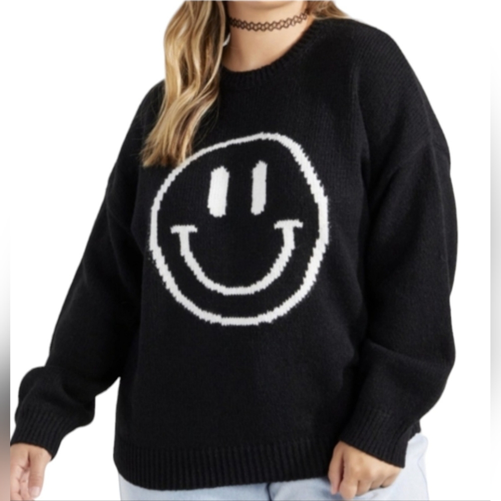 NEW Smiley face Women's Pullover Knitted Sweater top PLUS SIZE